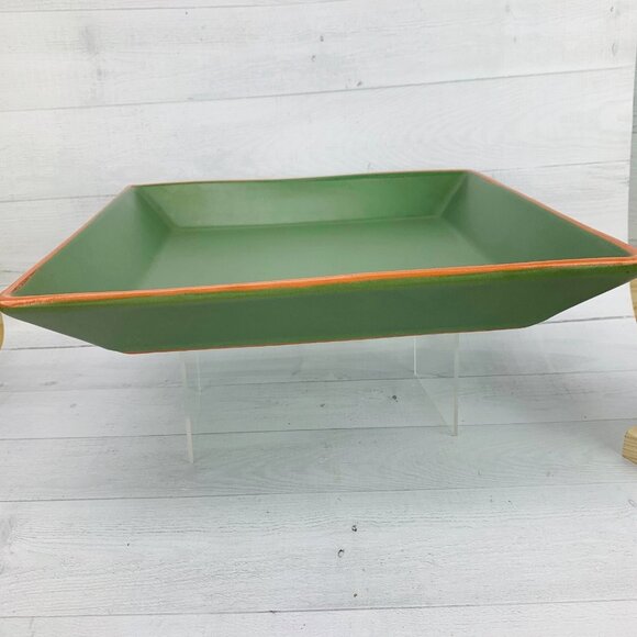 WSP  Terra Cotta Green CASA VERDE Portugal Square 12"  Serving Pottery Platter - Picture 5 of 10